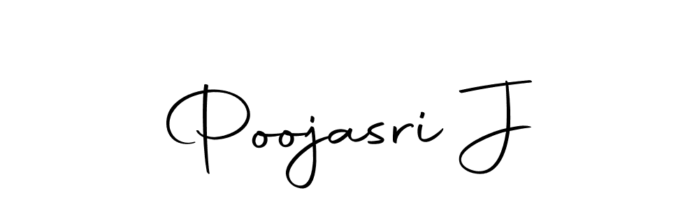 Use a signature maker to create a handwritten signature online. With this signature software, you can design (Autography-DOLnW) your own signature for name Poojasri J. Poojasri J signature style 10 images and pictures png