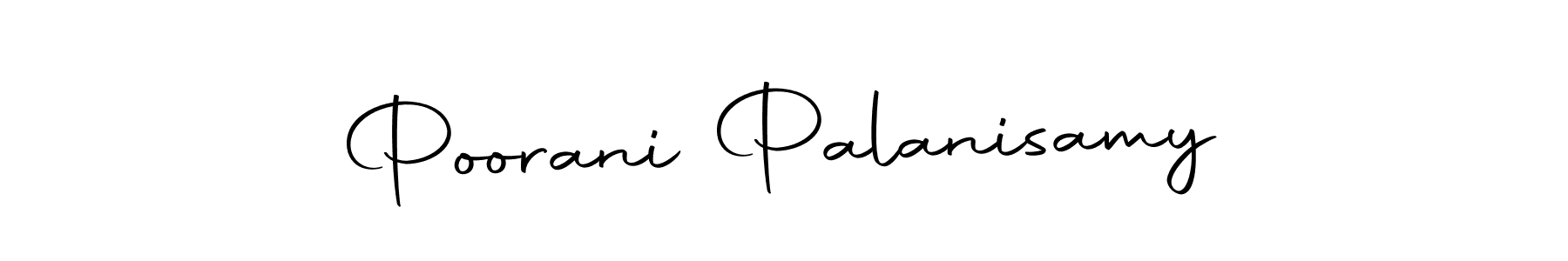 How to make Poorani Palanisamy name signature. Use Autography-DOLnW style for creating short signs online. This is the latest handwritten sign. Poorani Palanisamy signature style 10 images and pictures png