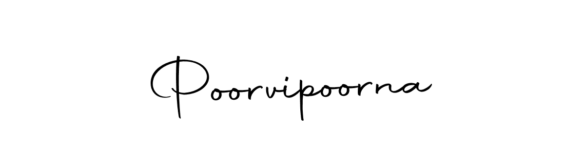 How to make Poorvipoorna name signature. Use Autography-DOLnW style for creating short signs online. This is the latest handwritten sign. Poorvipoorna signature style 10 images and pictures png