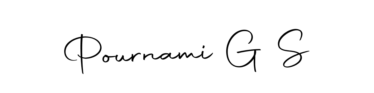 How to make Pournami G S name signature. Use Autography-DOLnW style for creating short signs online. This is the latest handwritten sign. Pournami G S signature style 10 images and pictures png