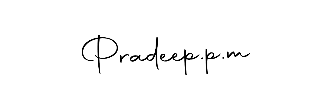 How to make Pradeep.p.m name signature. Use Autography-DOLnW style for creating short signs online. This is the latest handwritten sign. Pradeep.p.m signature style 10 images and pictures png