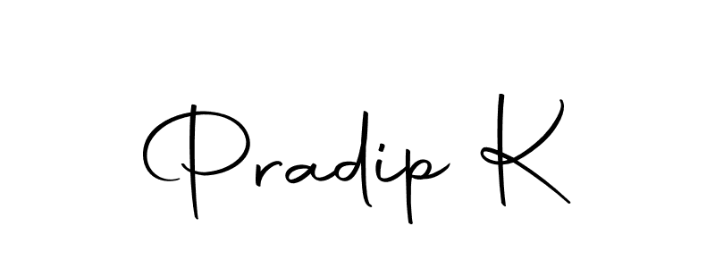 How to make Pradip K name signature. Use Autography-DOLnW style for creating short signs online. This is the latest handwritten sign. Pradip K signature style 10 images and pictures png