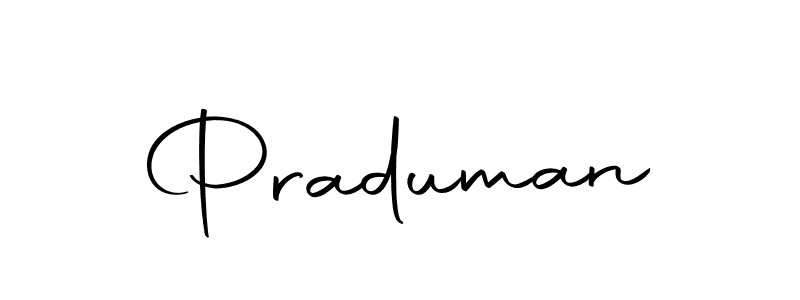 Design your own signature with our free online signature maker. With this signature software, you can create a handwritten (Autography-DOLnW) signature for name Praduman. Praduman signature style 10 images and pictures png