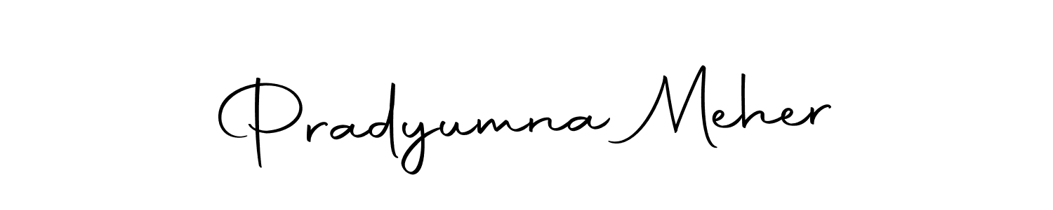 How to make Pradyumna Meher name signature. Use Autography-DOLnW style for creating short signs online. This is the latest handwritten sign. Pradyumna Meher signature style 10 images and pictures png