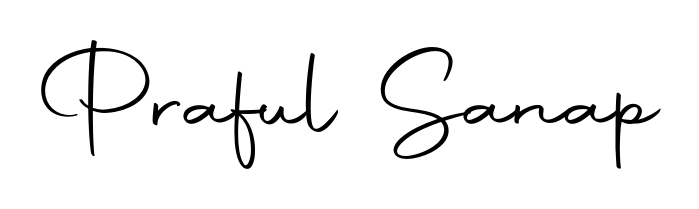 A sleek calligraphic signature for name Praful Sanap utilizing Autography-DOLnW styling. Great for adding personal signatures to photos and art. Praful Sanap signature style 10 images and pictures png