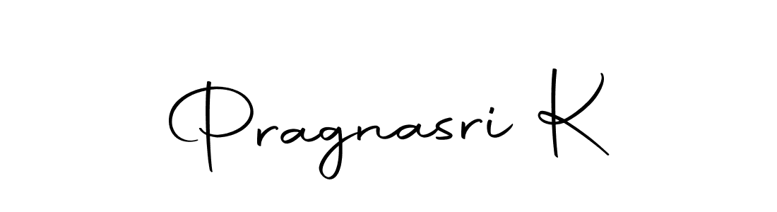 Use a signature maker to create a handwritten signature online. With this signature software, you can design (Autography-DOLnW) your own signature for name Pragnasri K. Pragnasri K signature style 10 images and pictures png