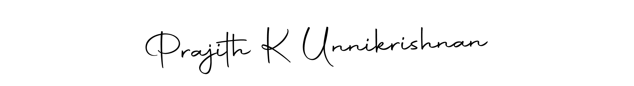 How to make Prajith K Unnikrishnan name signature. Use Autography-DOLnW style for creating short signs online. This is the latest handwritten sign. Prajith K Unnikrishnan signature style 10 images and pictures png