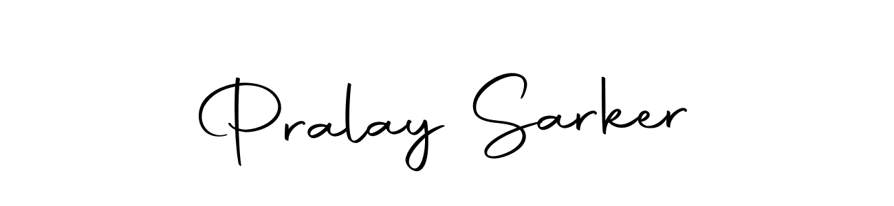 How to make Pralay Sarker name signature. Use Autography-DOLnW style for creating short signs online. This is the latest handwritten sign. Pralay Sarker signature style 10 images and pictures png