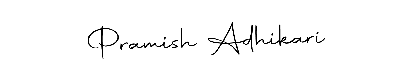 How to make Pramish Adhikari name signature. Use Autography-DOLnW style for creating short signs online. This is the latest handwritten sign. Pramish Adhikari signature style 10 images and pictures png