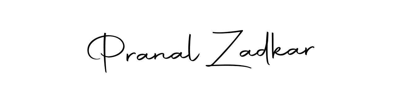 How to make Pranal Zadkar name signature. Use Autography-DOLnW style for creating short signs online. This is the latest handwritten sign. Pranal Zadkar signature style 10 images and pictures png