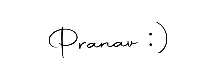 Design your own signature with our free online signature maker. With this signature software, you can create a handwritten (Autography-DOLnW) signature for name Pranav :). Pranav :) signature style 10 images and pictures png