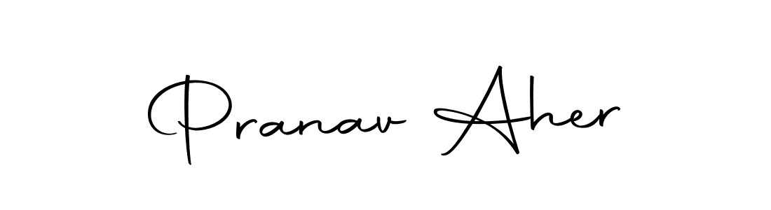 How to make Pranav Aher name signature. Use Autography-DOLnW style for creating short signs online. This is the latest handwritten sign. Pranav Aher signature style 10 images and pictures png