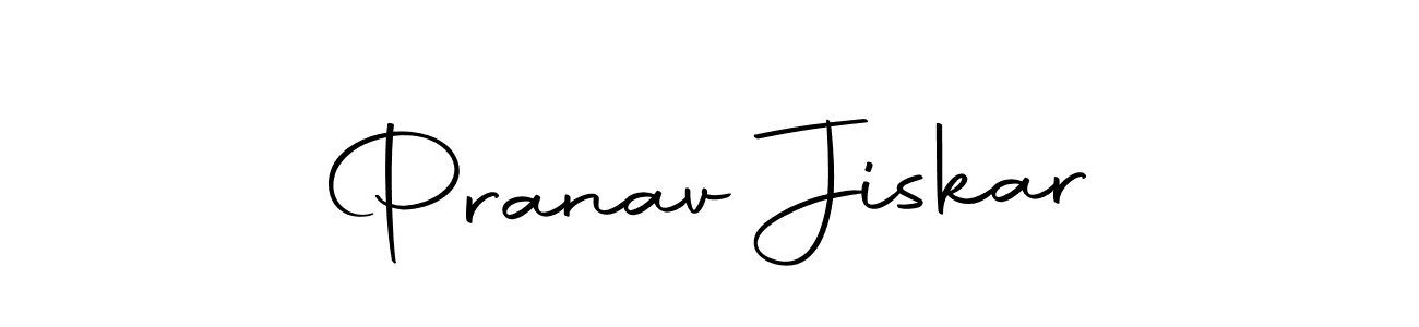 How to make Pranav Jiskar name signature. Use Autography-DOLnW style for creating short signs online. This is the latest handwritten sign. Pranav Jiskar signature style 10 images and pictures png