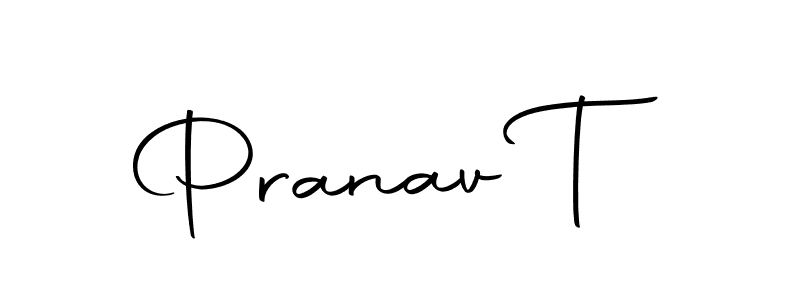 How to make Pranav T name signature. Use Autography-DOLnW style for creating short signs online. This is the latest handwritten sign. Pranav T signature style 10 images and pictures png