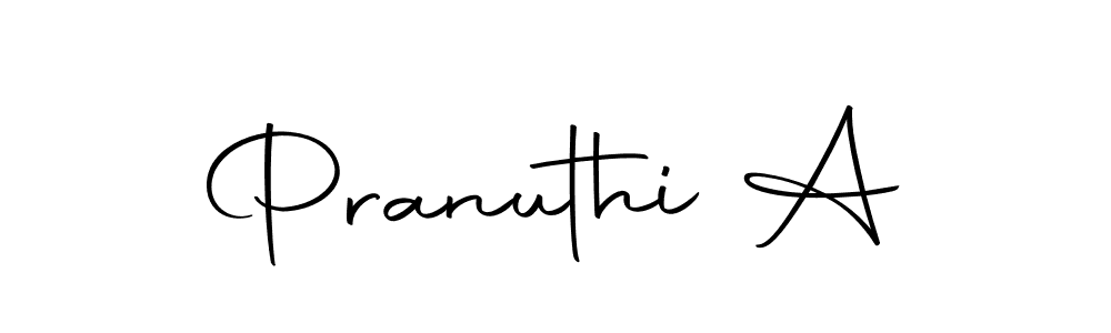 Also we have Pranuthi A name is the best signature style. Create professional handwritten signature collection using Autography-DOLnW autograph style. Pranuthi A signature style 10 images and pictures png