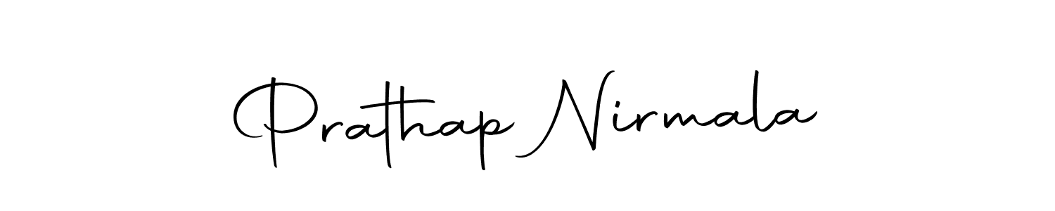 How to make Prathap Nirmala name signature. Use Autography-DOLnW style for creating short signs online. This is the latest handwritten sign. Prathap Nirmala signature style 10 images and pictures png