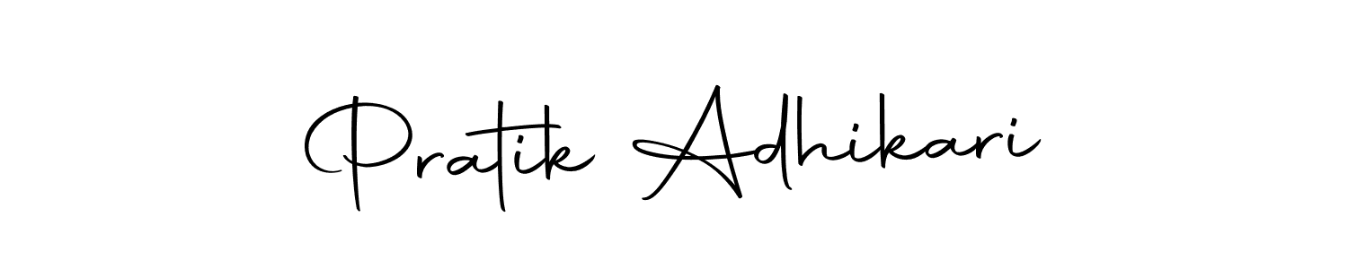 How to make Pratik Adhikari name signature. Use Autography-DOLnW style for creating short signs online. This is the latest handwritten sign. Pratik Adhikari signature style 10 images and pictures png