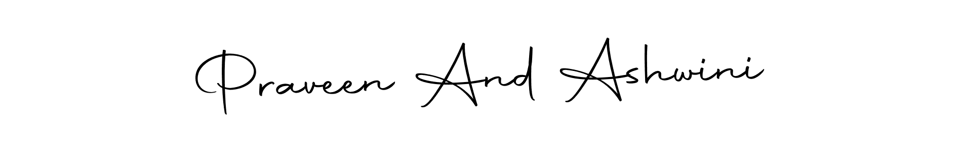 How to make Praveen And Ashwini name signature. Use Autography-DOLnW style for creating short signs online. This is the latest handwritten sign. Praveen And Ashwini signature style 10 images and pictures png