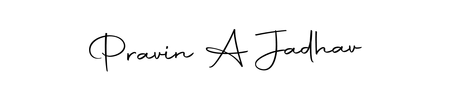 How to make Pravin A Jadhav name signature. Use Autography-DOLnW style for creating short signs online. This is the latest handwritten sign. Pravin A Jadhav signature style 10 images and pictures png