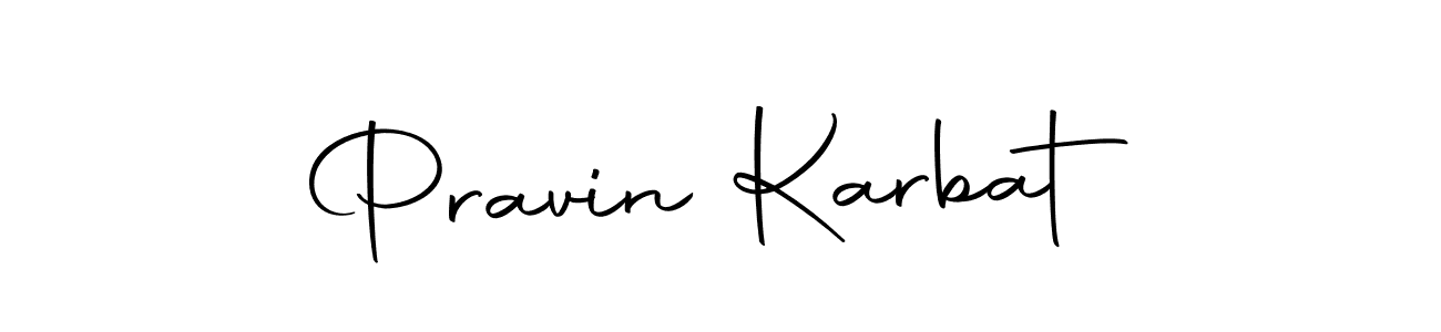 How to make Pravin Karbat name signature. Use Autography-DOLnW style for creating short signs online. This is the latest handwritten sign. Pravin Karbat signature style 10 images and pictures png