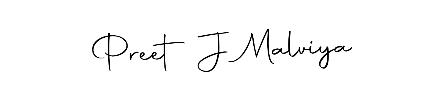 How to make Preet J Malviya name signature. Use Autography-DOLnW style for creating short signs online. This is the latest handwritten sign. Preet J Malviya signature style 10 images and pictures png