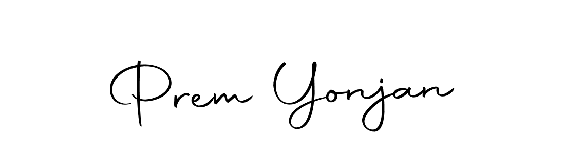 How to make Prem Yonjan name signature. Use Autography-DOLnW style for creating short signs online. This is the latest handwritten sign. Prem Yonjan signature style 10 images and pictures png