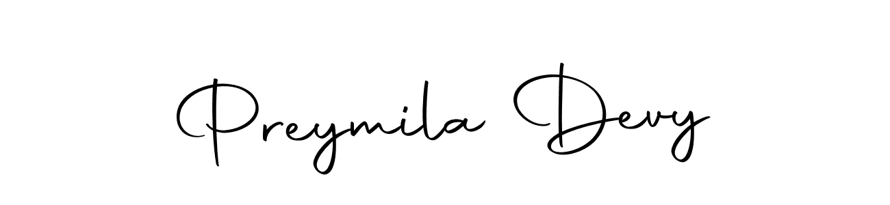 How to make Preymila Devy name signature. Use Autography-DOLnW style for creating short signs online. This is the latest handwritten sign. Preymila Devy signature style 10 images and pictures png