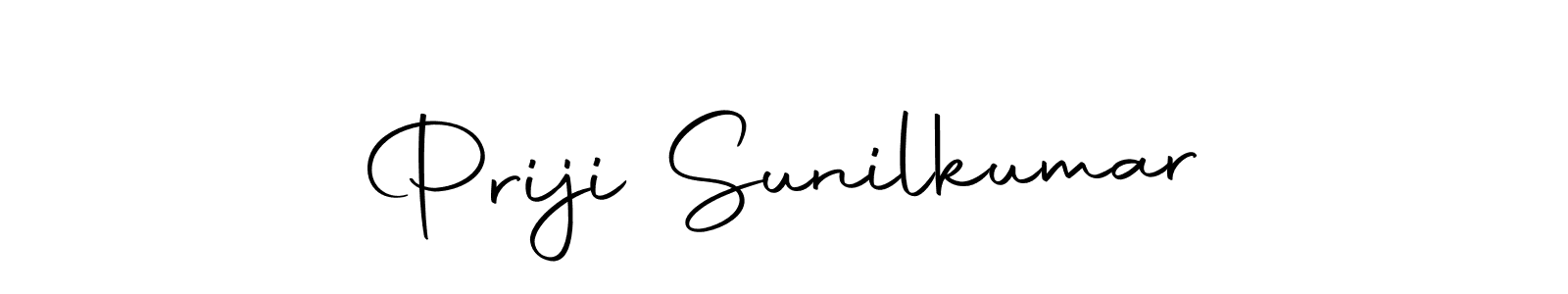 How to make Priji Sunilkumar name signature. Use Autography-DOLnW style for creating short signs online. This is the latest handwritten sign. Priji Sunilkumar signature style 10 images and pictures png