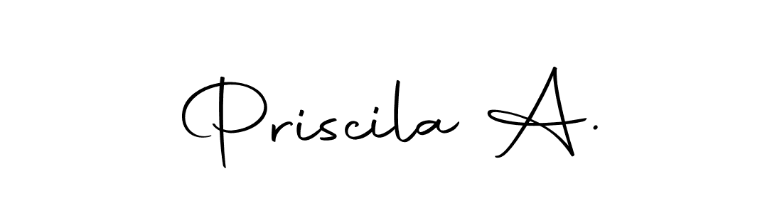 How to make Priscila A. name signature. Use Autography-DOLnW style for creating short signs online. This is the latest handwritten sign. Priscila A. signature style 10 images and pictures png