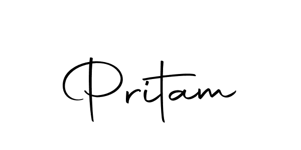 How to make Pritam name signature. Use Autography-DOLnW style for creating short signs online. This is the latest handwritten sign. Pritam signature style 10 images and pictures png