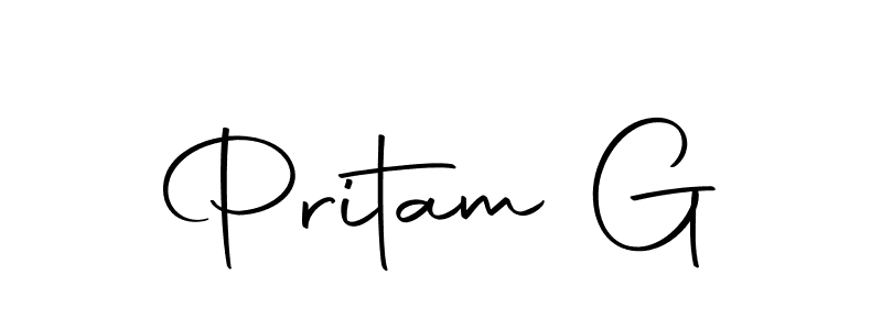 You should practise on your own different ways (Autography-DOLnW) to write your name (Pritam G) in signature. don't let someone else do it for you. Pritam G signature style 10 images and pictures png