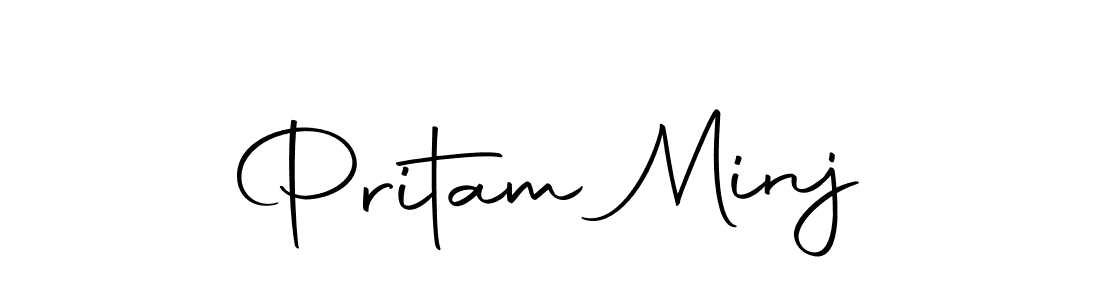 How to make Pritam Minj name signature. Use Autography-DOLnW style for creating short signs online. This is the latest handwritten sign. Pritam Minj signature style 10 images and pictures png