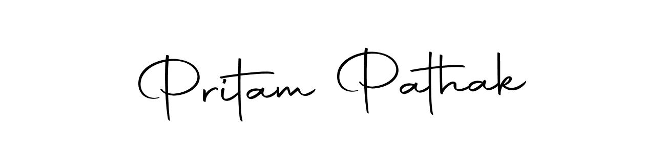 How to make Pritam Pathak name signature. Use Autography-DOLnW style for creating short signs online. This is the latest handwritten sign. Pritam Pathak signature style 10 images and pictures png
