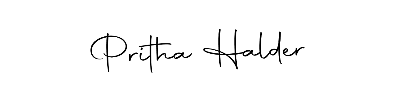 How to make Pritha Halder name signature. Use Autography-DOLnW style for creating short signs online. This is the latest handwritten sign. Pritha Halder signature style 10 images and pictures png