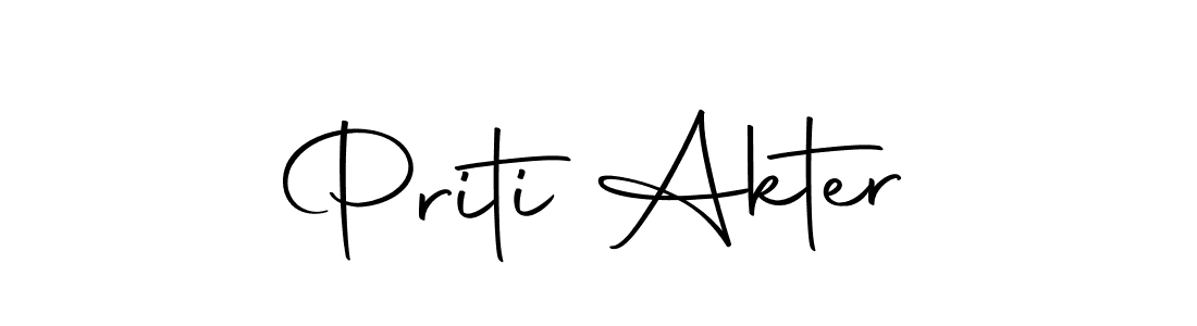 Use a signature maker to create a handwritten signature online. With this signature software, you can design (Autography-DOLnW) your own signature for name Priti Akter. Priti Akter signature style 10 images and pictures png