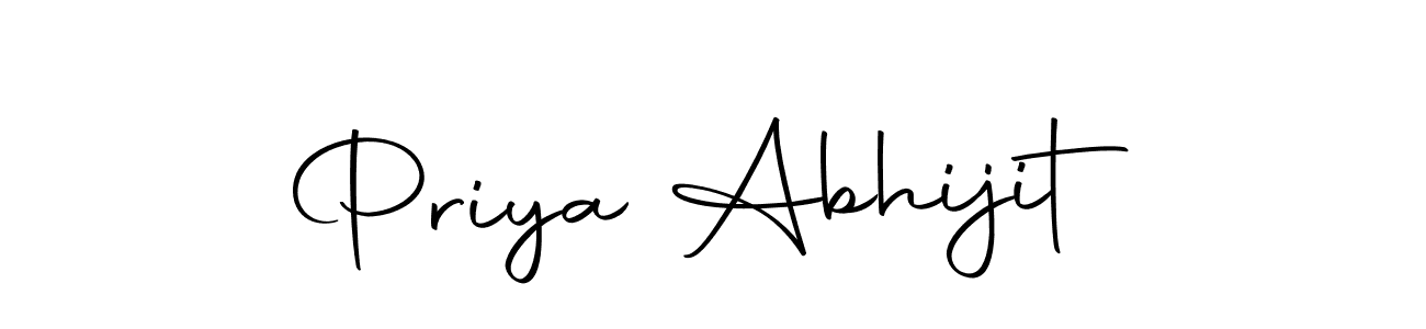 How to make Priya Abhijit name signature. Use Autography-DOLnW style for creating short signs online. This is the latest handwritten sign. Priya Abhijit signature style 10 images and pictures png