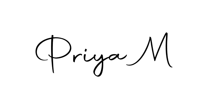 Use a signature maker to create a handwritten signature online. With this signature software, you can design (Autography-DOLnW) your own signature for name Priya M. Priya M signature style 10 images and pictures png