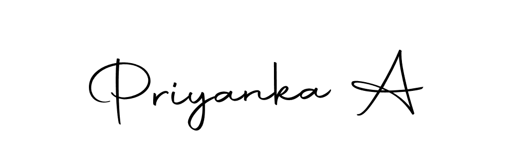 How to make Priyanka A name signature. Use Autography-DOLnW style for creating short signs online. This is the latest handwritten sign. Priyanka A signature style 10 images and pictures png