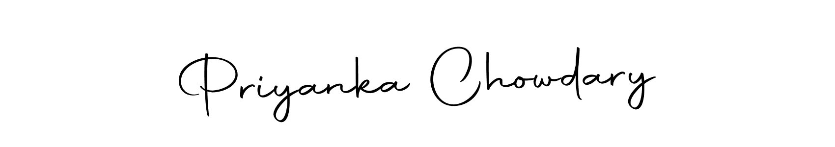 How to make Priyanka Chowdary name signature. Use Autography-DOLnW style for creating short signs online. This is the latest handwritten sign. Priyanka Chowdary signature style 10 images and pictures png