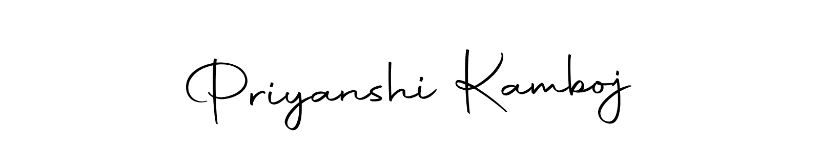 How to make Priyanshi Kamboj name signature. Use Autography-DOLnW style for creating short signs online. This is the latest handwritten sign. Priyanshi Kamboj signature style 10 images and pictures png
