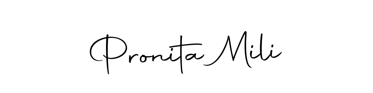 You should practise on your own different ways (Autography-DOLnW) to write your name (Pronita Mili) in signature. don't let someone else do it for you. Pronita Mili signature style 10 images and pictures png