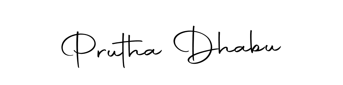 if you are searching for the best signature style for your name Prutha Dhabu. so please give up your signature search. here we have designed multiple signature styles  using Autography-DOLnW. Prutha Dhabu signature style 10 images and pictures png