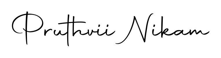 The Autography-DOLnW typeface gives name Pruthvii Nikam a refined look. Suitable for certificates, diplomas, and official verification. Pruthvii Nikam signature style 10 images and pictures png