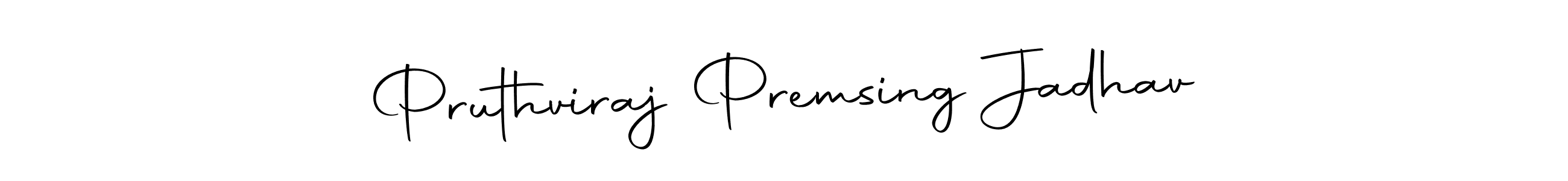 This is the best signature style for the Pruthviraj Premsing Jadhav name. Also you like these signature font (Autography-DOLnW). Mix name signature. Pruthviraj Premsing Jadhav signature style 10 images and pictures png