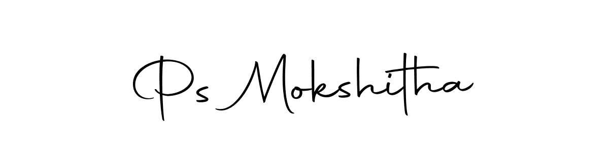 How to make Ps Mokshitha name signature. Use Autography-DOLnW style for creating short signs online. This is the latest handwritten sign. Ps Mokshitha signature style 10 images and pictures png