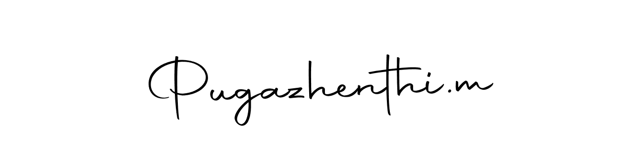 How to make Pugazhenthi.m name signature. Use Autography-DOLnW style for creating short signs online. This is the latest handwritten sign. Pugazhenthi.m signature style 10 images and pictures png