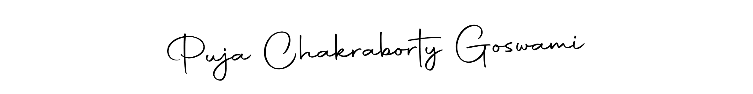 Create a beautiful signature design for name Puja Chakraborty Goswami. With this signature (Autography-DOLnW) fonts, you can make a handwritten signature for free. Puja Chakraborty Goswami signature style 10 images and pictures png
