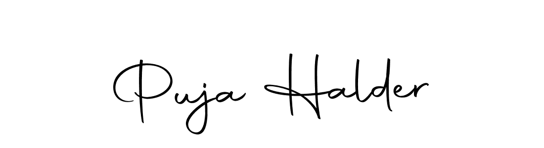 Design your own signature with our free online signature maker. With this signature software, you can create a handwritten (Autography-DOLnW) signature for name Puja Halder. Puja Halder signature style 10 images and pictures png