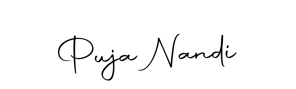 You should practise on your own different ways (Autography-DOLnW) to write your name (Puja Nandi) in signature. don't let someone else do it for you. Puja Nandi signature style 10 images and pictures png
