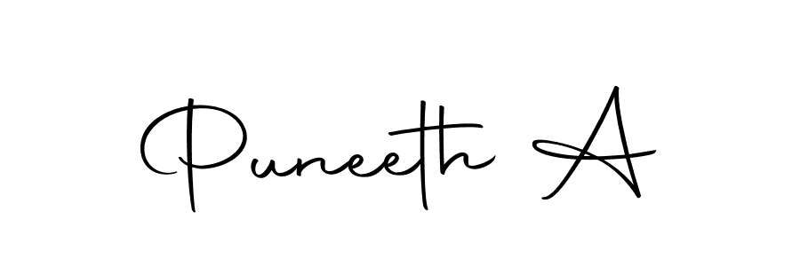 How to make Puneeth A name signature. Use Autography-DOLnW style for creating short signs online. This is the latest handwritten sign. Puneeth A signature style 10 images and pictures png